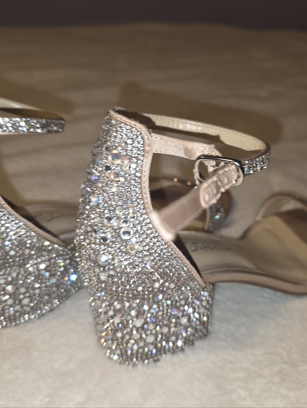 Betsey Johnson Silver Glitter Block Heel Sandals with Turquoise Soles